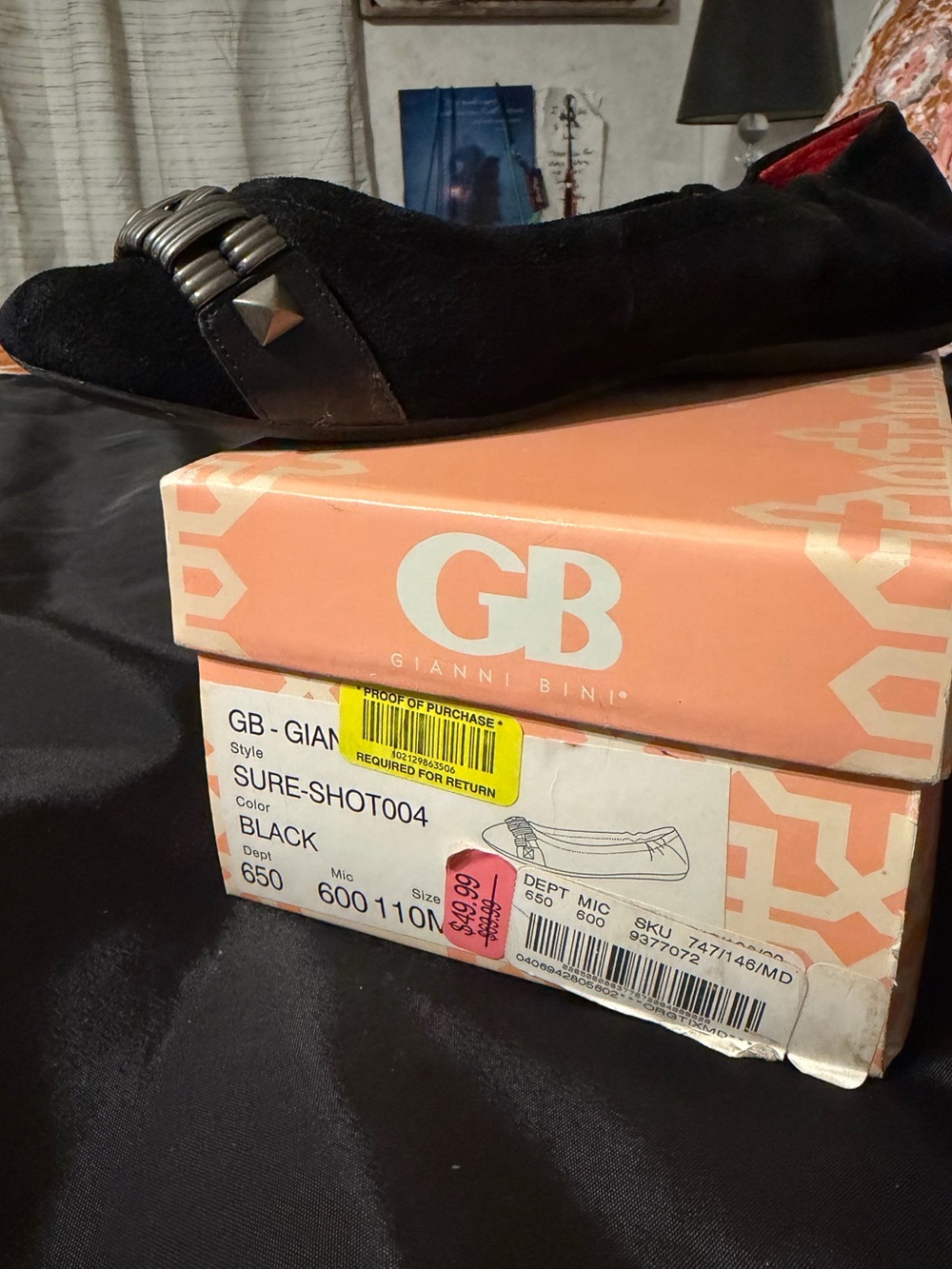 Gianni Bini Black SURE-SHOT004 Embellished Flats Size 11